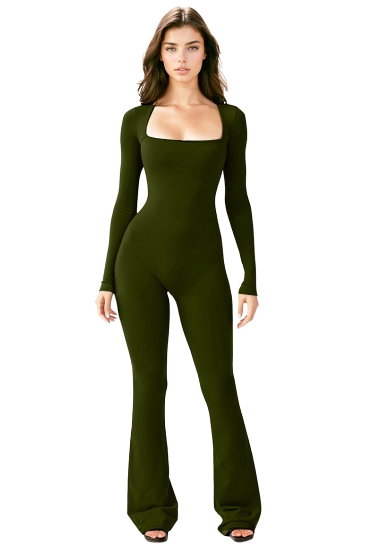 Long Sleeve Flared Jumpsuit